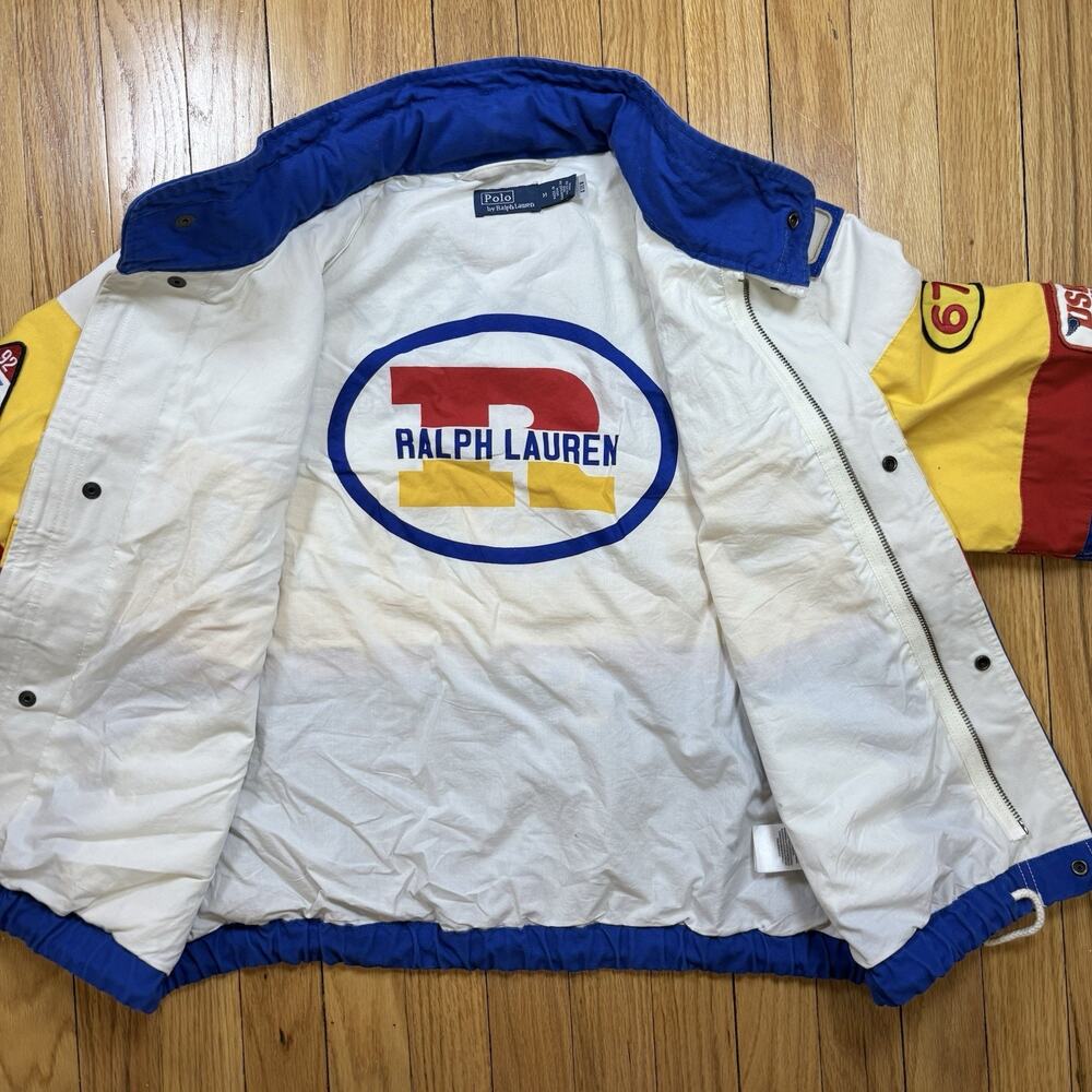 Polo Ralph Lauren USRL Racing NASCAR Canvas Bomber Jacket Size Medium Multicolor - Picture 9 of 15